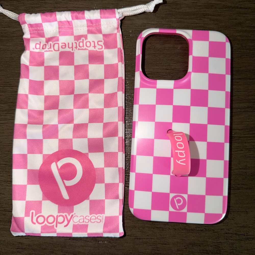 Loopy Case Pink and White Checkered Phone case